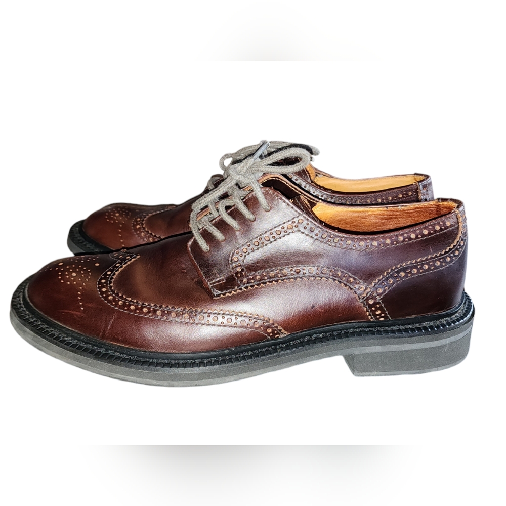 American Eagle Outfitters Dark Brown Leather Wingtip Oxford Men's Size 10 - Picture 3 of 9
